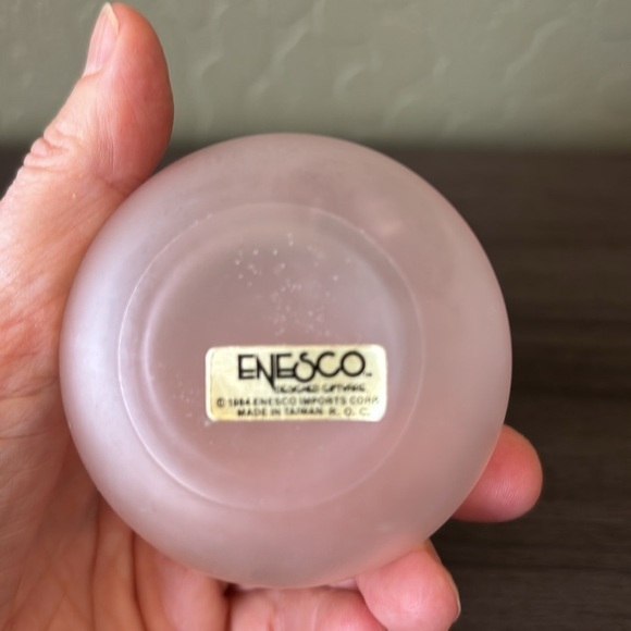 Pink Frosted Glass‎ Perfume Bottle with Heart Stopper - Picture 4 of 5